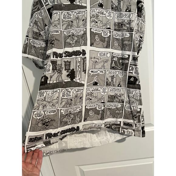 Zara MGM Pink Panther white/gray/black Comic Cotton Tee Sz mesium - Picture 4 of 5